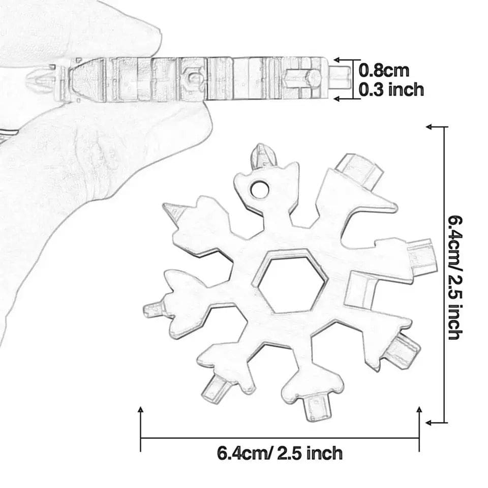 Amazing 18 In 1 Multifunctional Wrench Key, Camping Outdoor Survive Tools, Stainless Steel Snowflake Wrench, Star Anise Screwdriver Home/Outdoor Emergency Spanner, Snowflake Bottle Opener, Household Handy Survival Gadget