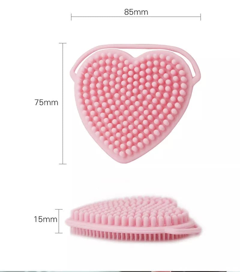 Set of 3 Silicon Heart Sponge, Baby Shampoo Shower Brush, Children Silicone Rubbing Mud, Massage Body Bath Brush, Kids Skin Care Nursing Bath Rubbing Supplies