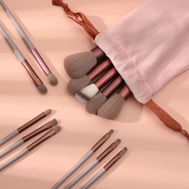 Set of 13 Spring Makeup Brush, Soft Fluffy Professional Kabuki Blend Shadow Makeup Brush, Foundation Blush Powder Eyeshadow Concealer Tools with Bag, Cosmetic Brush Pouch, Festival Beauty Cosmetic Tool, Premium Makeup Brush Set