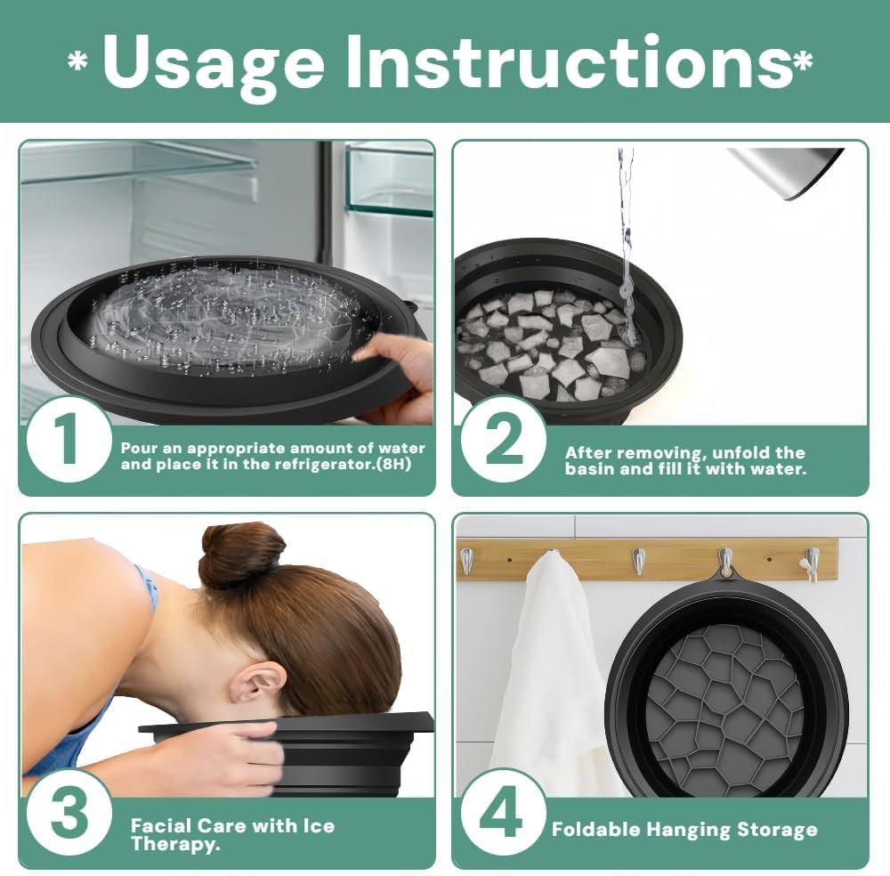 Cooling Facial Ice Bowl For Skincare, Face Ice Therapy Bowl For Daily Skincare, Portable Silicone Ice Bath Bowl For Face Care