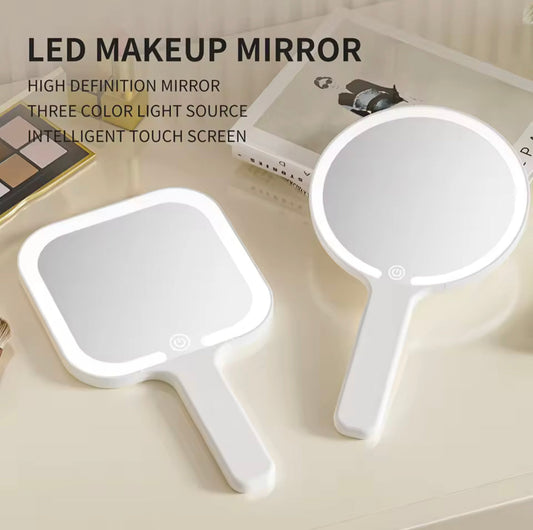 LED Smart Makeup Mirror, Hand Held LED Beauty Mirror, Touch Screen Vanity Mirror, Portable LED Travel Mirror