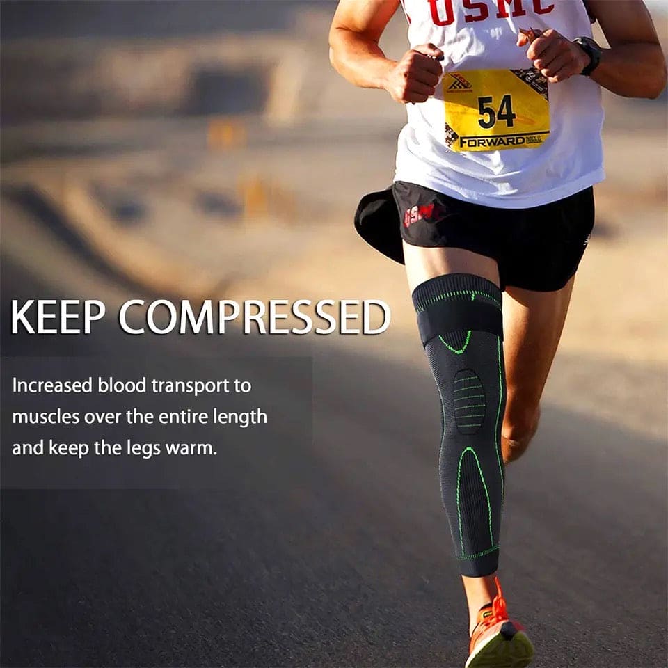 1 Pc Compression Knee Pad With Strap, Long Full Legs Sleeve, Arthritis Relief Running Gym Sport Knee Pad, Elastic Long Kneepad Brace, Warm Belt Knee Massager, Leg Self Heating Support Knee Pad