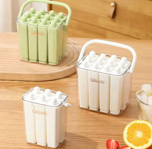 12 Grid Silicone Ice Popsicle Molds With Bucket, Durable Silicone Popsicle Mold with Lid, Portable Frozen Ice Cream Molds