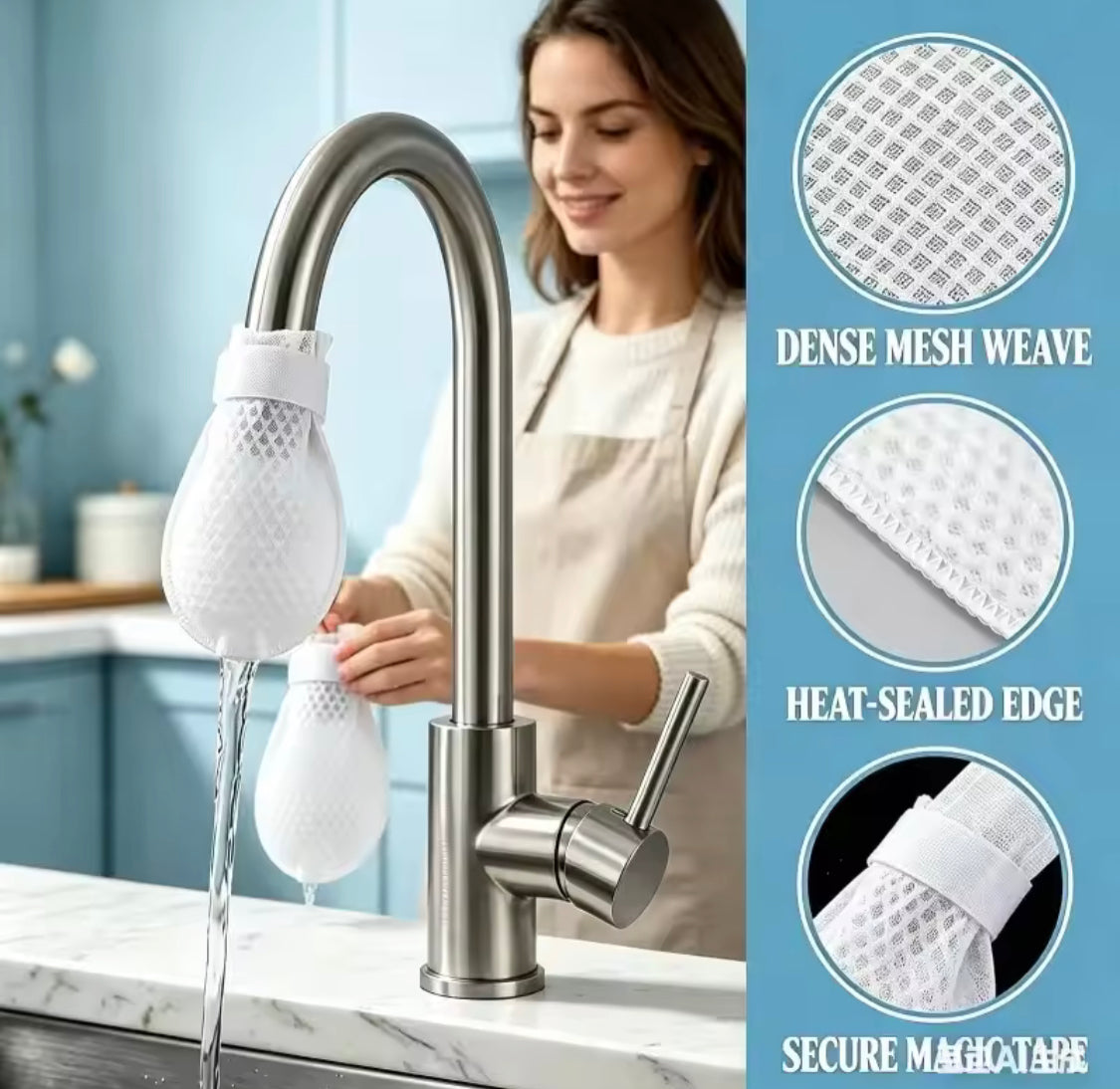 Pack of 10 Disposable Faucet Filter Bag, Washable Water Tap Filter, Thickened Water Tap Filter Bag, Water Filtration Accessories