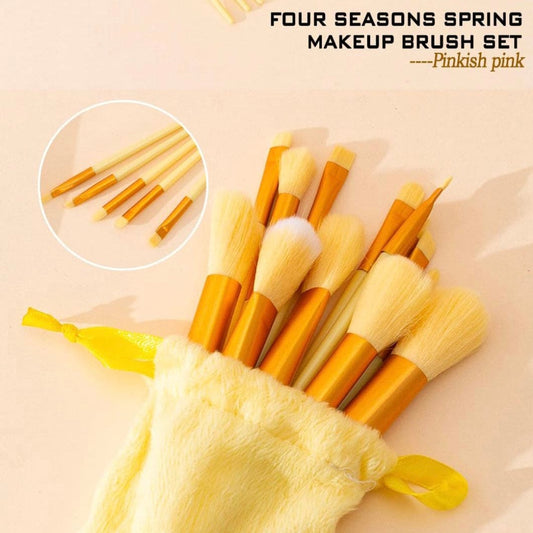 Set of 13 Spring Makeup Brush, Soft Fluffy Professional Kabuki Blend Shadow Makeup Brush, Foundation Blush Powder Eyeshadow Concealer Tools with Bag, Cosmetic Brush Pouch, Festival Beauty Cosmetic Tool, Premium Makeup Brush Set