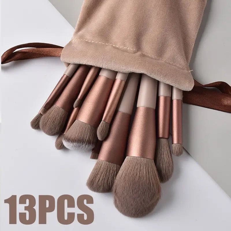 Set of 13 Spring Makeup Brush, Soft Fluffy Professional Kabuki Blend Shadow Makeup Brush, Foundation Blush Powder Eyeshadow Concealer Tools with Bag, Cosmetic Brush Pouch, Festival Beauty Cosmetic Tool, Premium Makeup Brush Set
