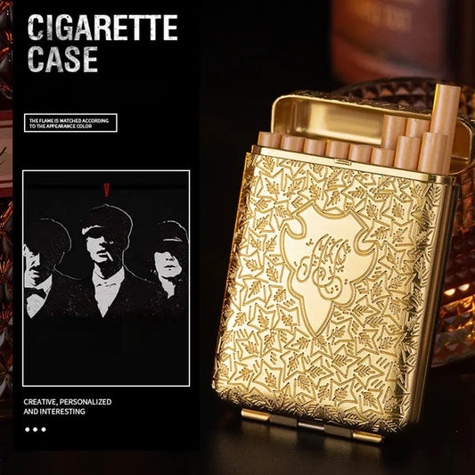 Royal Cigarette Holder, Retro 16 Pcs Cigarette Box, Peaky Blinders Flick Box Holder, Luxury Vintage Carved Cigarette Box, Shelby Smoke Pocket Holder, Portable Smoking Tool, Expandable Cigarette Cases