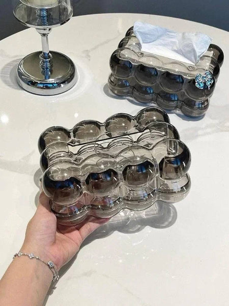 Transparent Bubble Tissue Box, Abstract Design Tissue Holder, Desktop Tissue Organizer