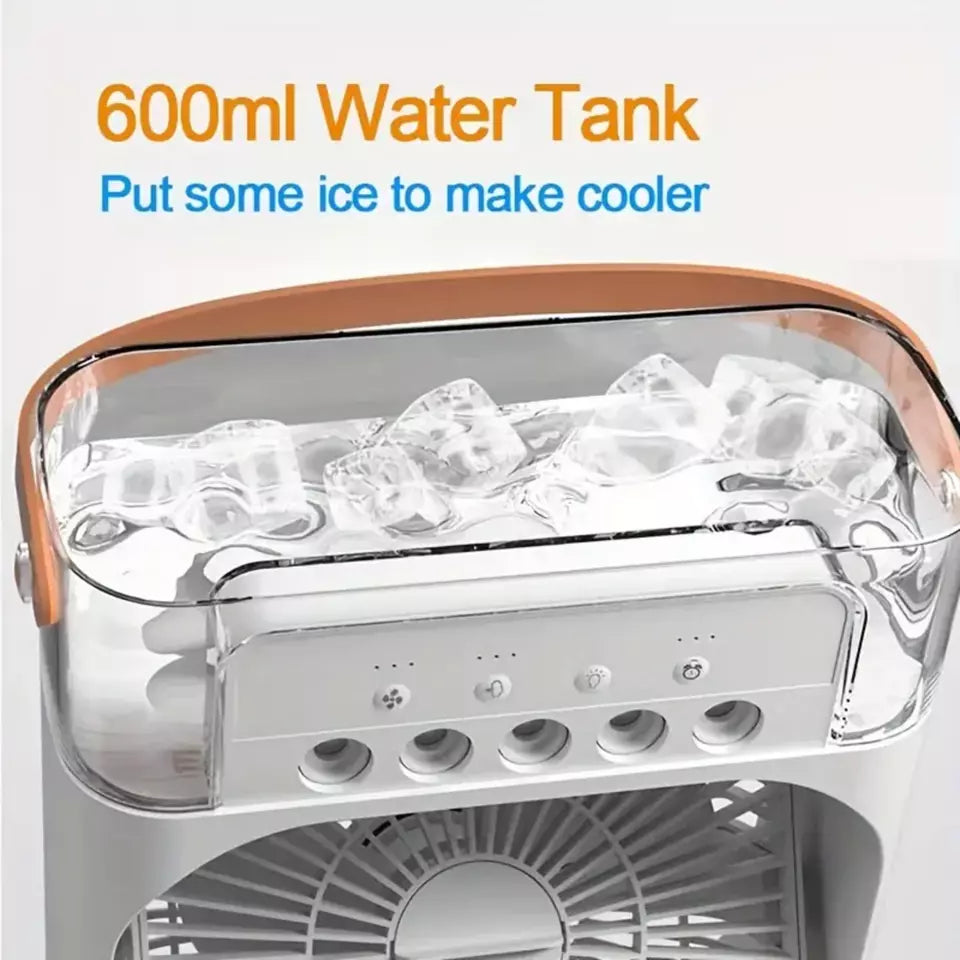Humidifier Cooling Fan, Personal USB Air Cooler Fan, Mini Air Freshener Cooling Fan, Water Mist Humidification Fan, 3 In 1 Portable Fan Air Conditioner, Desktop Electric Fan Air Cooler, 7 Colors LED Light Humidifier, USB Powered Mini AC