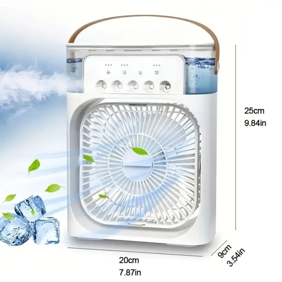 Humidifier Cooling Fan, Personal USB Air Cooler Fan, Mini Air Freshener Cooling Fan, Water Mist Humidification Fan, 3 In 1 Portable Fan Air Conditioner, Desktop Electric Fan Air Cooler, 7 Colors LED Light Humidifier, USB Powered Mini AC