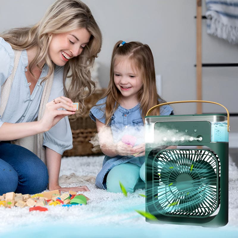 Humidifier Cooling Fan, Personal USB Air Cooler Fan, Mini Air Freshener Cooling Fan, Water Mist Humidification Fan, 3 In 1 Portable Fan Air Conditioner, Desktop Electric Fan Air Cooler, 7 Colors LED Light Humidifier, USB Powered Mini AC