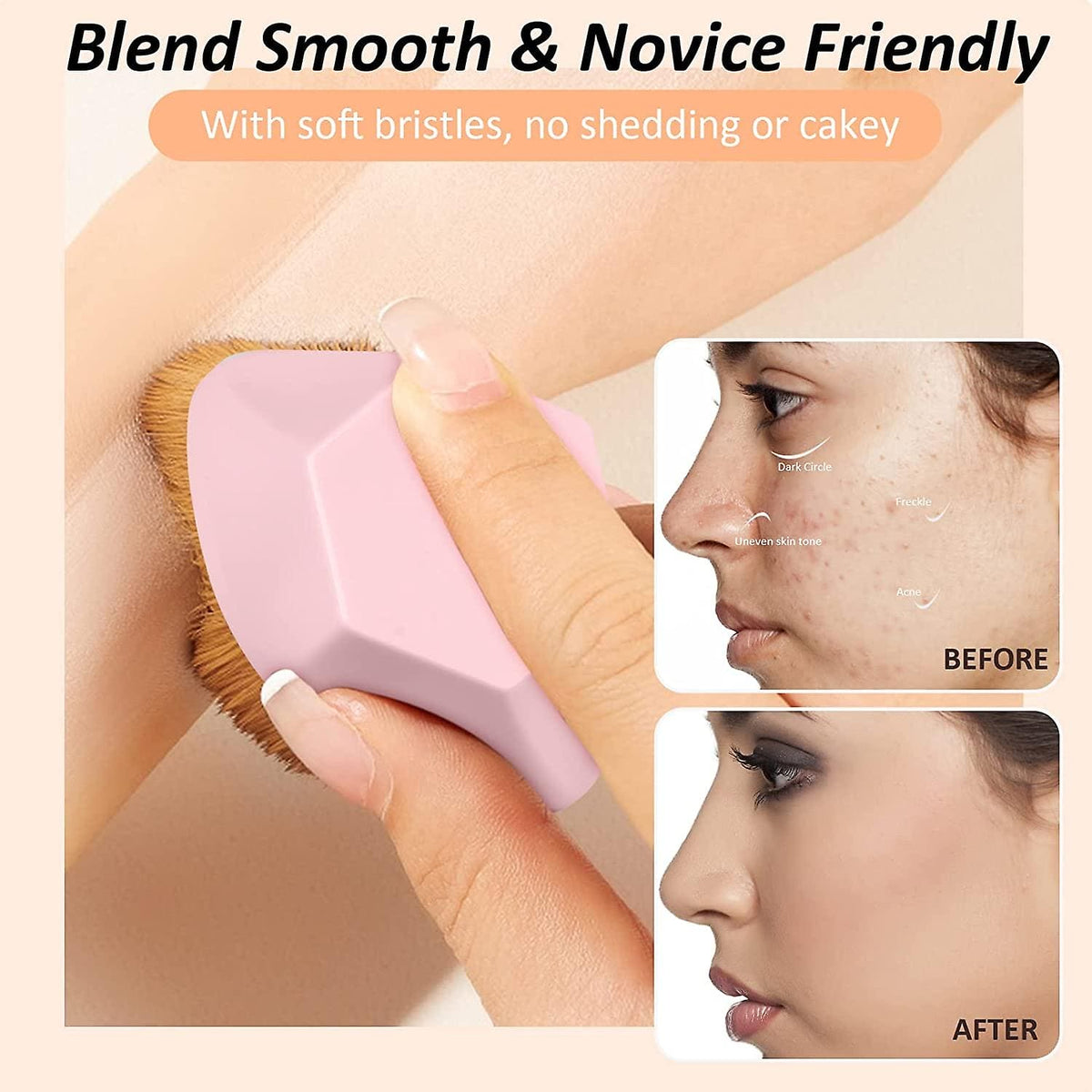 Flawless Makeup Brush, Face Blush Foundation Brush for Blending Liquid, Cream or Powder