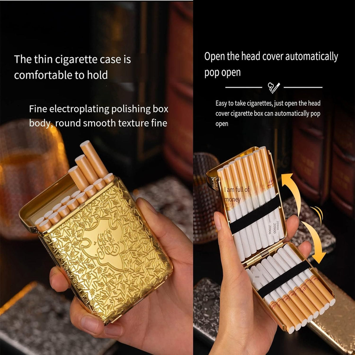 Royal Cigarette Holder, Retro 16 Pcs Cigarette Box, Peaky Blinders Flick Box Holder, Luxury Vintage Carved Cigarette Box, Shelby Smoke Pocket Holder, Portable Smoking Tool, Expandable Cigarette Cases