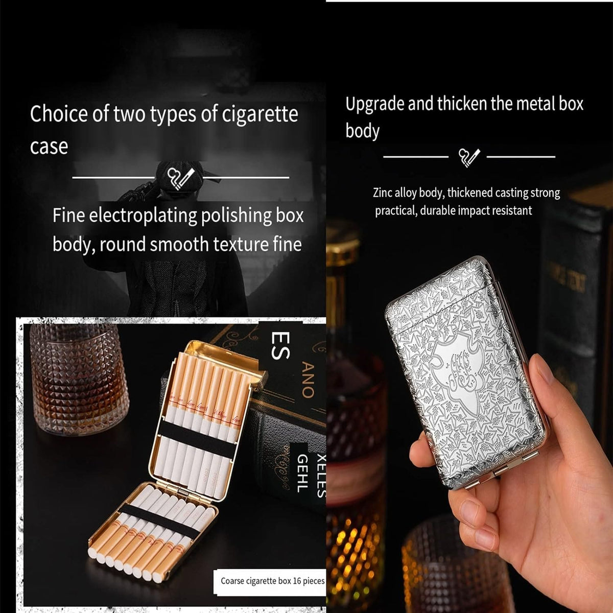 Royal Cigarette Holder, Retro 16 Pcs Cigarette Box, Peaky Blinders Flick Box Holder, Luxury Vintage Carved Cigarette Box, Shelby Smoke Pocket Holder, Portable Smoking Tool, Expandable Cigarette Cases