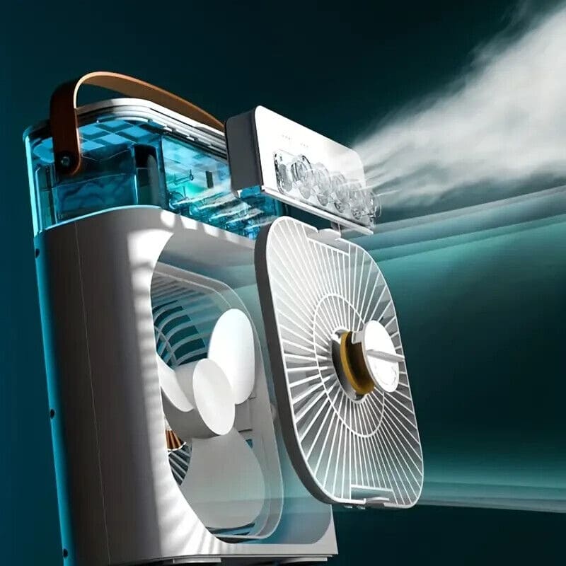 Humidifier Cooling Fan, Personal USB Air Cooler Fan, Mini Air Freshener Cooling Fan, Water Mist Humidification Fan, 3 In 1 Portable Fan Air Conditioner, Desktop Electric Fan Air Cooler, 7 Colors LED Light Humidifier, USB Powered Mini AC