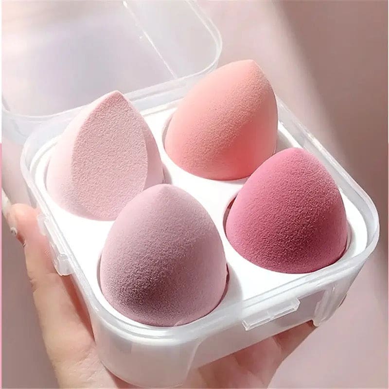 Set Of 4 Makeup Egg Blender, Foundation Powder Puff, Wet and Dry Powder Puff, Makeup Egg Cushion Beauty Tool, Cosmetic Makeup Blender With Storage Box