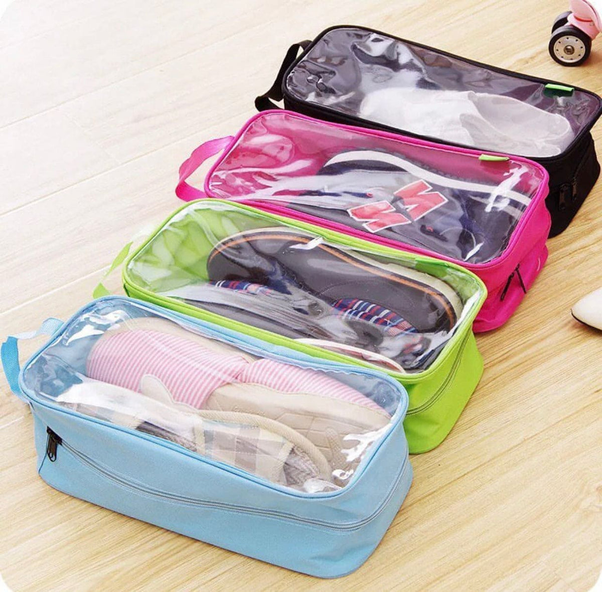 Set of 3 Large Capacity Colorful Travel Transparent Shoe Bag, Suit case Luggage Organizers, Durable Travel Essential Toiletry Waterproof Shoe Organizers, Travel Portable Sorting Pouch