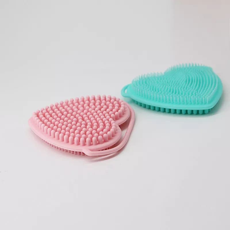 Set of 3 Silicon Heart Sponge, Baby Shampoo Shower Brush, Children Silicone Rubbing Mud, Massage Body Bath Brush, Kids Skin Care Nursing Bath Rubbing Supplies