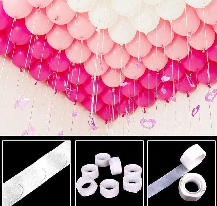 100pcs Balloons Glue Tape, Double Sided Fix Gum Air Balls, Glue Point Tape