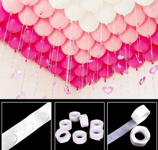 100pcs Balloons Glue Tape, Double Sided Fix Gum Air Balls, Glue Point Tape