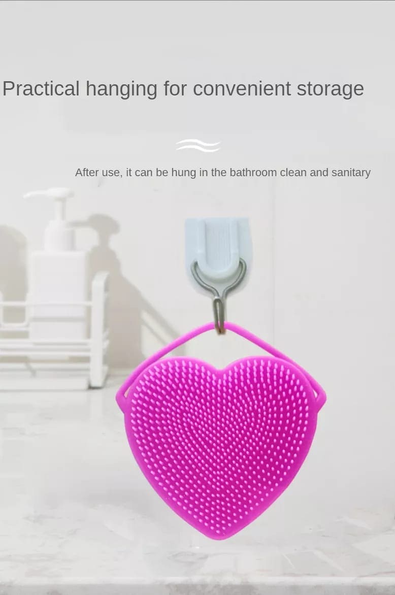 Set of 3 Silicon Heart Sponge, Baby Shampoo Shower Brush, Children Silicone Rubbing Mud, Massage Body Bath Brush, Kids Skin Care Nursing Bath Rubbing Supplies
