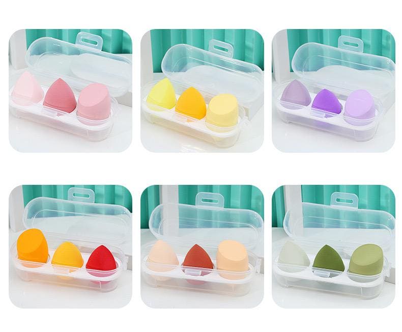 Set Of 3 Puff Makeup Sponge Set, Makeup Blender Cosmetic Sponge Cushion, Foundation Powder Sponge, Beauty Egg Tool For Women Makeup Accessories