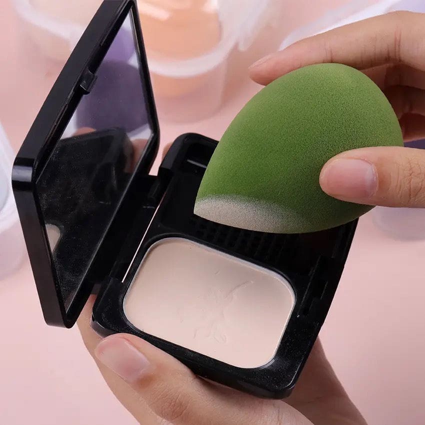 Set Of 4 Makeup Egg Blender, Foundation Powder Puff, Wet and Dry Powder Puff, Makeup Egg Cushion Beauty Tool, Cosmetic Makeup Blender With Storage Box