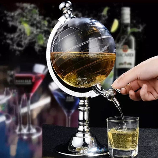 1500ml Globe Shape Dispenser With Funnel And Stopper, Decanter Dispenser For Drinks, World Map Liquor Dispenser