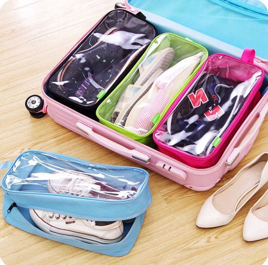 Set of 3 Large Capacity Colorful Travel Transparent Shoe Bag, Suit case Luggage Organizers, Durable Travel Essential Toiletry Waterproof Shoe Organizers, Travel Portable Sorting Pouch