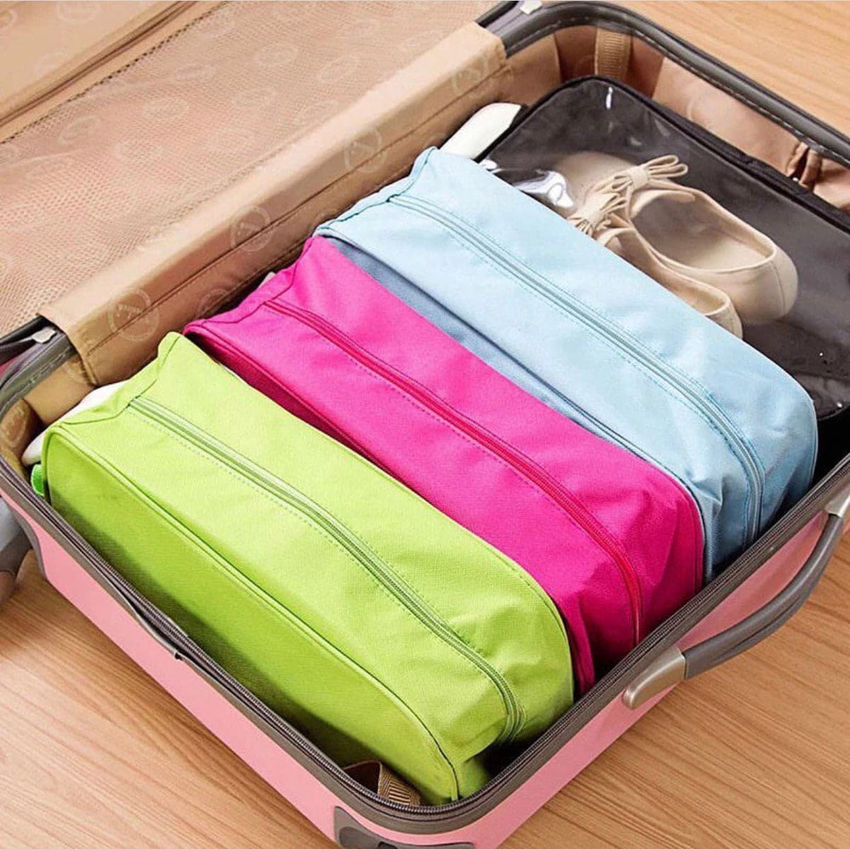 Set of 3 Large Capacity Colorful Travel Transparent Shoe Bag, Suit case Luggage Organizers, Durable Travel Essential Toiletry Waterproof Shoe Organizers, Travel Portable Sorting Pouch