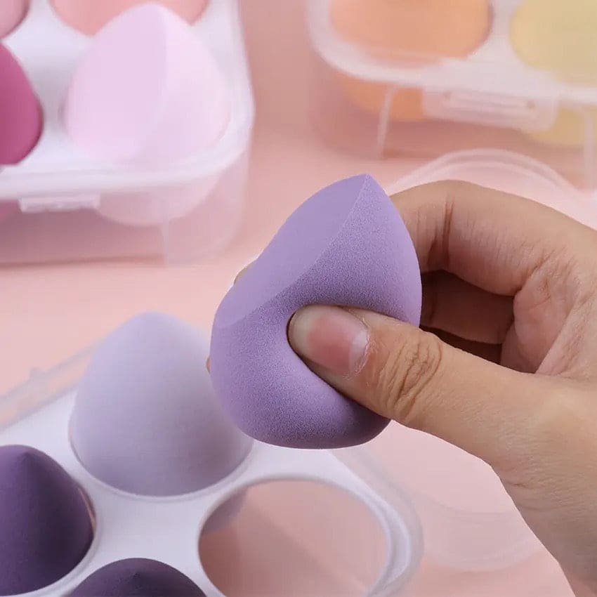 Set Of 4 Makeup Egg Blender, Foundation Powder Puff, Wet and Dry Powder Puff, Makeup Egg Cushion Beauty Tool, Cosmetic Makeup Blender With Storage Box