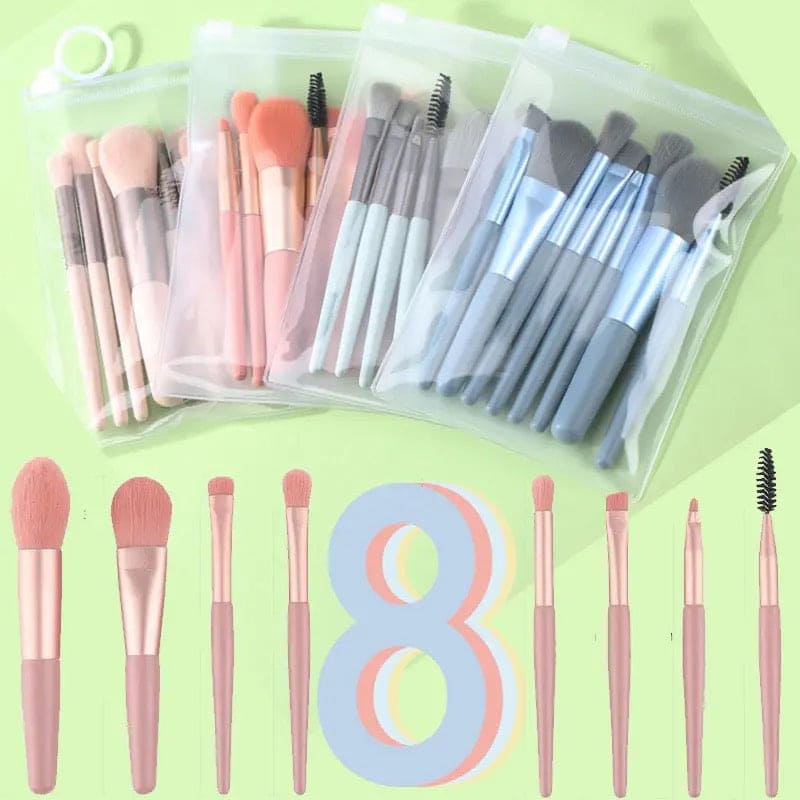 Set Of 8 Mini Makeup Brush Set, Soft Synthetic Hair Brushes, Eyeshadow Foundation Sculpting Brushes, Portable Soft Concealer Brush, Beauty Foundation Eye Shadow Tool Eyelash Brush With Bag