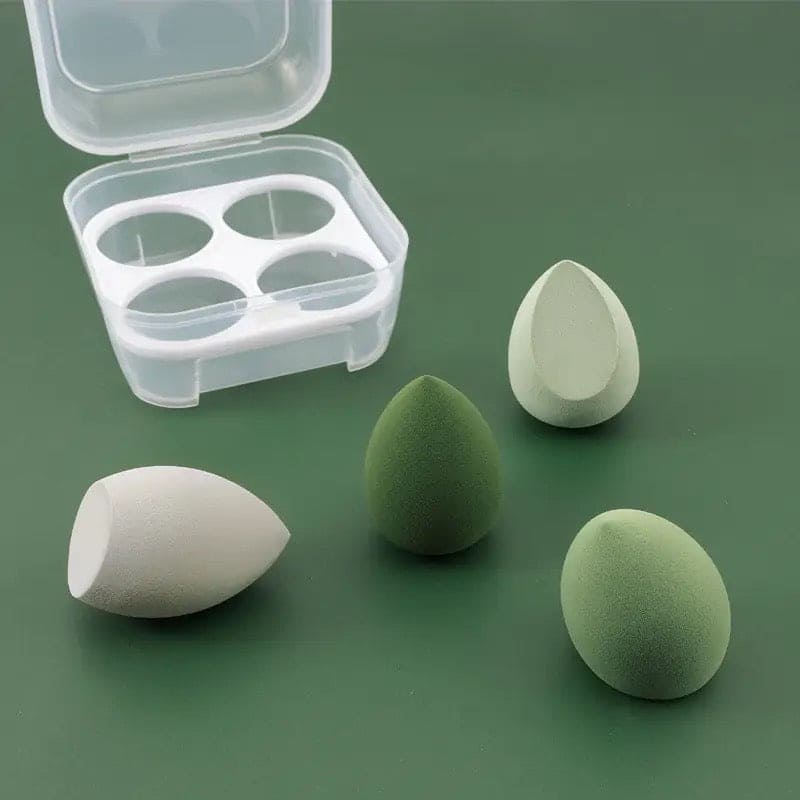 Set Of 4 Makeup Egg Blender, Foundation Powder Puff, Wet and Dry Powder Puff, Makeup Egg Cushion Beauty Tool, Cosmetic Makeup Blender With Storage Box