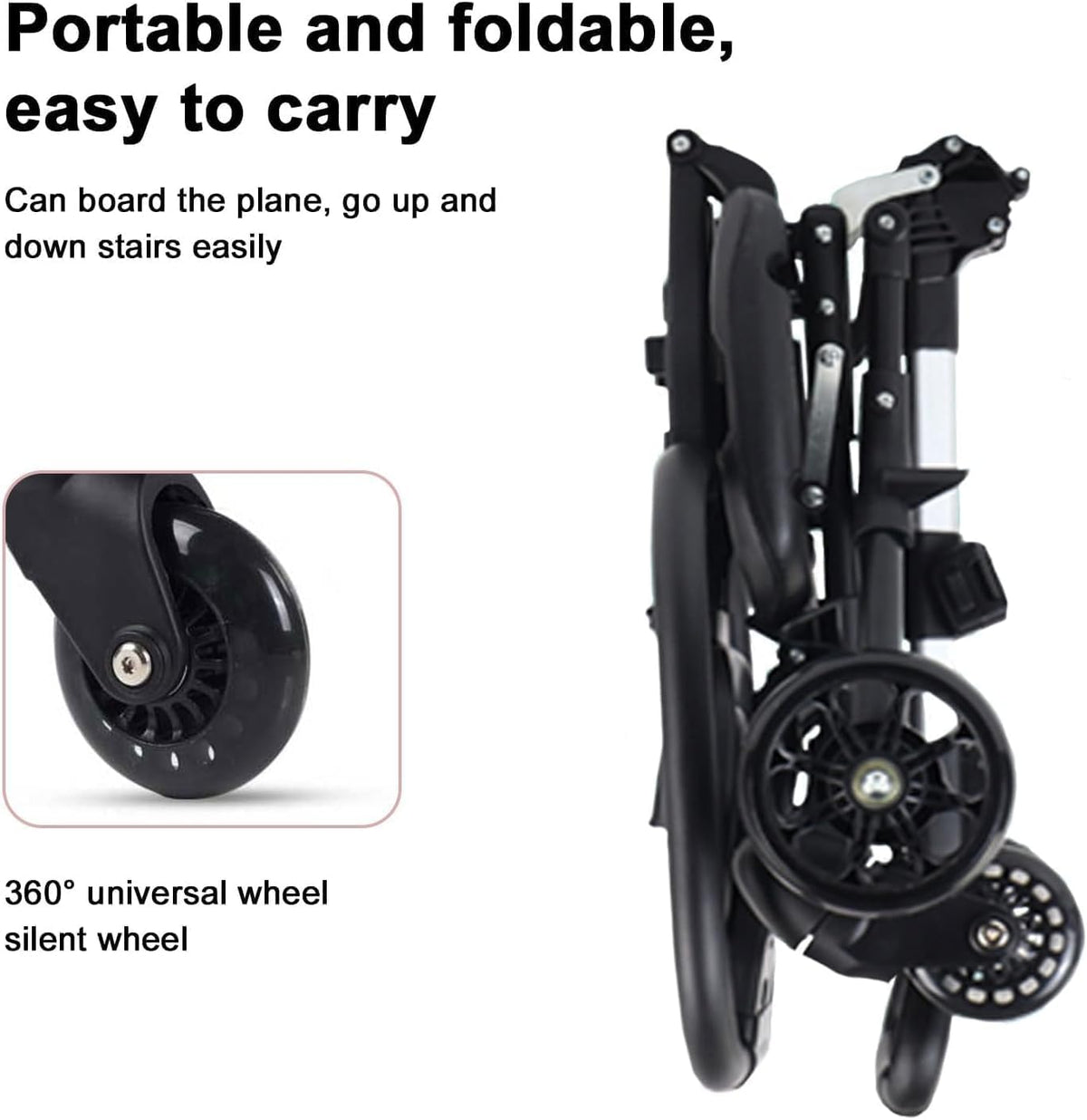 Compact Folding Baby Stroller Trike with Canopy, Adjustable Seat,Premium Quality